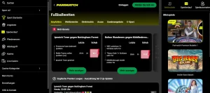 Fußballmärkte auf der britischen Parimatch-Webseite